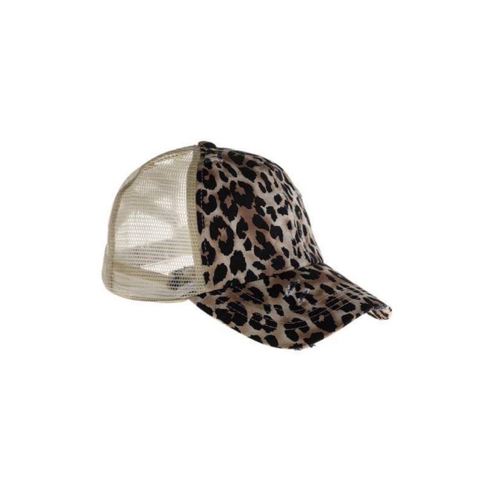 Leopard Top Knot ponytail Bun Baseball cap - Picture 3 of 5